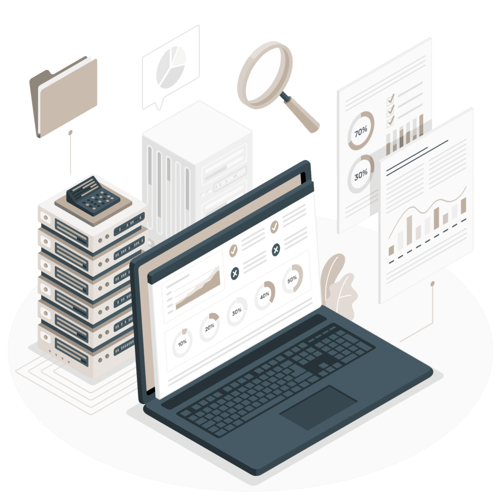 laptop with database illustrating digital publishing