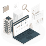 laptop with database illustrating digital publishing